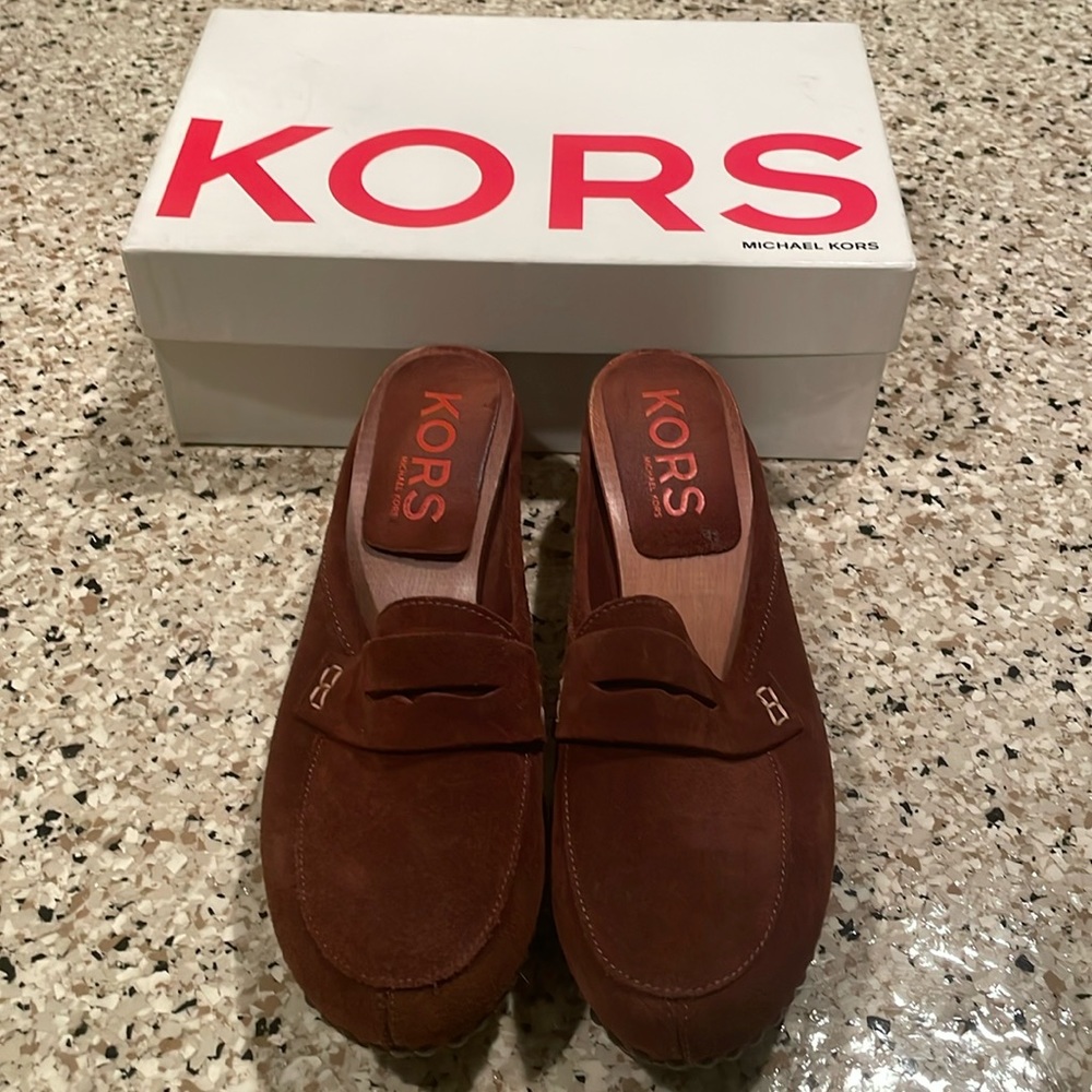 Michael Kors Brown Suede Clogs